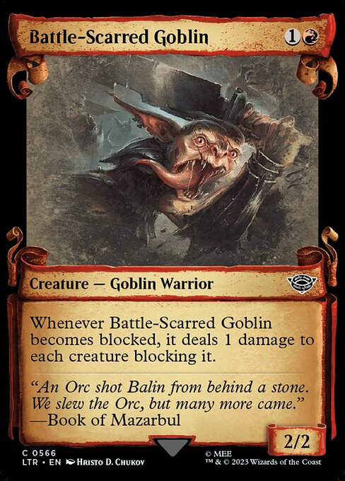 Battle-Scarred Goblin [Scroll Showcase Silver Foil]
