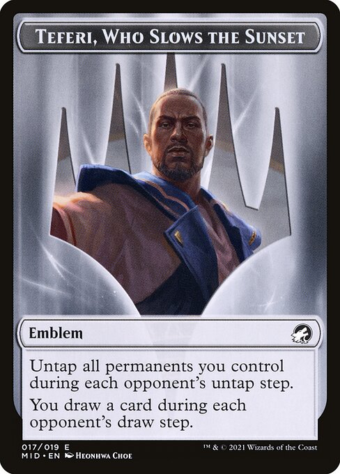 Teferi, Who Slows the Sunset Emblem Token TMID [Borderless]