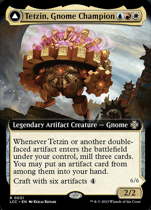 Tetzin, Gnome Champion // The Golden-Gear Colossus [Extended Artwork Foil]